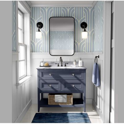 Papel Contact Vinílico Autoadesivo Impermeável Azul Estampa Art Déco Streamline Removível para Quartos e Salas - S4Sassy 63,5 cm (L) × 914,4 cm (C) / Azul - Vinil Liso