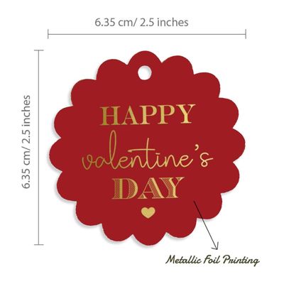 Etiquetas de Papel para Lembrancinhas 'Feliz Dia dos Namorados' com Foil - Inkdotpot 50 Etiquetas Metalizadas / Vermelho - Prata