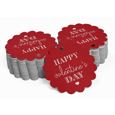 Etiquetas de Papel para Lembrancinhas 'Feliz Dia dos Namorados' com Foil - Inkdotpot 50 Etiquetas Metalizadas / Vermelho - Prata