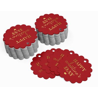 Etiquetas de Papel para Lembrancinhas 'Feliz Dia dos Namorados' com Foil - Inkdotpot 50 Etiquetas Metalizadas / Vermelho - Prata