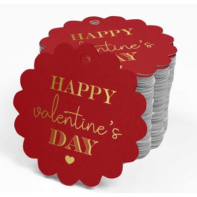 Etiquetas de Papel para Lembrancinhas 'Feliz Dia dos Namorados' com Foil - Inkdotpot 50 Etiquetas Metalizadas / Vermelho - Prata