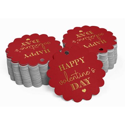 Etiquetas de Papel para Lembrancinhas 'Feliz Dia dos Namorados' com Foil - Inkdotpot 50 Etiquetas Metalizadas / Vermelho - Prata