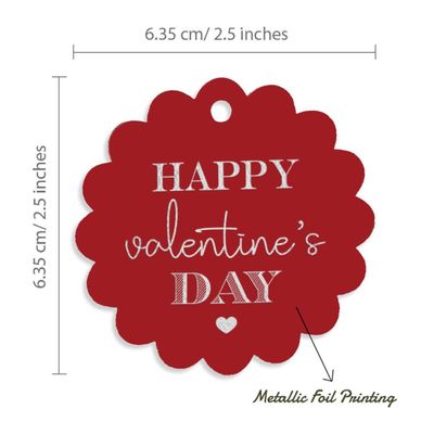 Etiquetas de Papel para Lembrancinhas 'Feliz Dia dos Namorados' com Foil - Inkdotpot 50 Etiquetas Metalizadas / Vermelho - Prata