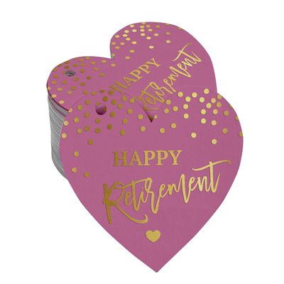 Etiqueta Pendurada de Papel Metalizado para Lembrancinha Feliz Aposentadoria - Inkdotpot 100 Etiquetas Metalizadas / Rosa - Dourado