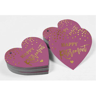 Etiqueta Pendurada de Papel Metalizado para Lembrancinha Feliz Aposentadoria - Inkdotpot 100 Etiquetas Metalizadas / Rosa - Dourado