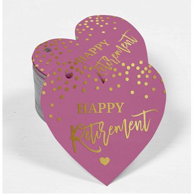 Etiqueta Pendurada de Papel Metalizado para Lembrancinha Feliz Aposentadoria - Inkdotpot 100 Etiquetas Metalizadas / Rosa - Dourado