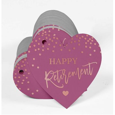 Etiqueta Pendurada de Papel Metalizado para Lembrancinha Feliz Aposentadoria - Inkdotpot 100 Etiquetas Metalizadas / Rosa - Ouro Rosé