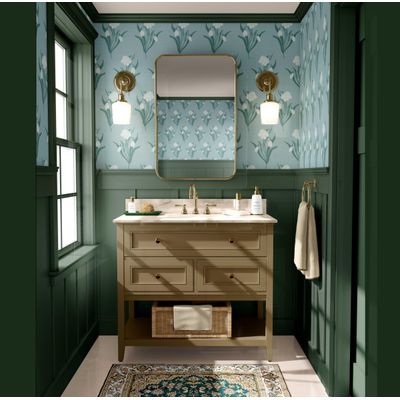 Papel de Parede Autoadesivo Verde, Estampa Floral Branca Campainha-de-Neve, Vinílico Impermeável Removível, Ideal para Locatários - S4Sassy 63,5 cm (L) × 304,8 cm (C) / Verde - Vinil Liso