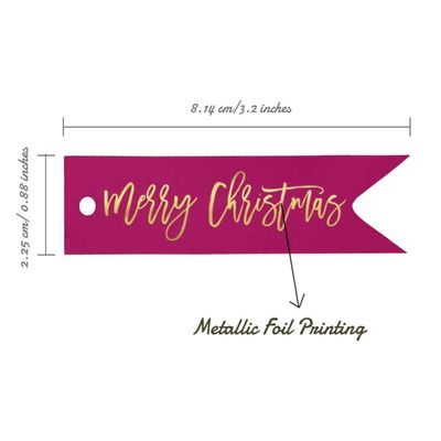 Etiquetas de Papel para Pendurar em Lembrancinhas 'Merry Christmas' com Foil - Inkdotpot 50 Etiquetas Metalizadas / Rosa - Ouro Rosé