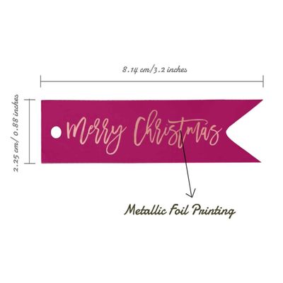 Etiquetas de Papel para Pendurar em Lembrancinhas 'Merry Christmas' com Foil - Inkdotpot 50 Etiquetas Metalizadas / Rosa - Ouro Rosé