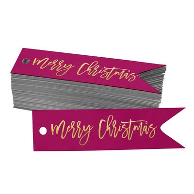 Etiquetas de Papel para Pendurar em Lembrancinhas 'Merry Christmas' com Foil - Inkdotpot 50 Etiquetas Metalizadas / Rosa - Ouro Rosé
