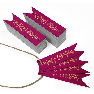 Etiquetas de Papel para Pendurar em Lembrancinhas 'Merry Christmas' com Foil - Inkdotpot 50 Etiquetas Metalizadas / Rosa - Ouro Rosé