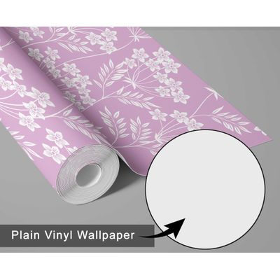 Papel de Parede Autoadesivo Vinílico Impermeável, Trepadeira com Flores Brancas, Rosa Removível, Quarto/Sala de Jantar - S4sassy 63,5 cm (L) × 914,4 cm (C) / Rosa - Vinil Liso