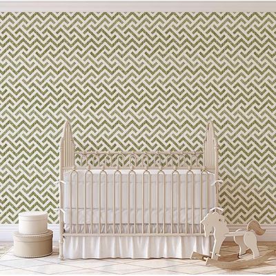 Papel de Parede Vinílico Autoadesivo Removível, Estampa Zigzag Impermeável, Verde, Quartos e Salas, Espaços para Inquilinos - S4Sassy 63,5 cm (L) × 304,8 cm (C) / Verde - Vinil Liso