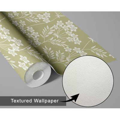 Papel de Parede Autoadesivo, Estampa de Trepadeira com Flores Brancas, Vinil Impermeável, Azul Removível, Quarto e Sala de Jantar - S4sassy 63,5 cm (L) × 914,4 cm (C) / Azul - Vinil Texturizado