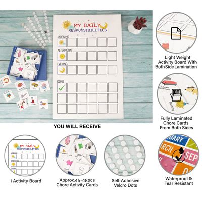 Checklist de Responsabilidades Diárias para Crianças / Lista de Tarefas / Rotina Diária / Quadro de Afazeres / Cartaz Infantil - Inkdotpot 30,48 Cm × 45,72 Cm / Branco