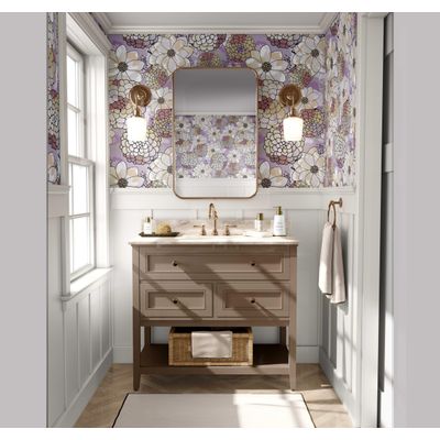 Papel de Parede Autoadesivo Decorativo Roxo, Flor de Pêssego Pastel, Vinílico Impermeável, Removível p/ Inquilinos, Quarto/Sala - S4sassy 63,5 cm (L) × 914,4 cm (C) / Roxo - Vinil Liso