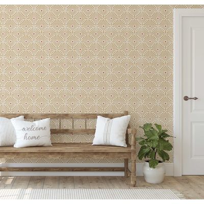 Adesivo de Parede Removível Vinílico Leque Floral Art Déco Amarelo, Mural Moderno para Quarto, Banheiro, Lavanderia, Closet - S4Sassy 63,5 cm (L) × 304,8 cm (C) / Amarelo - Vinil Liso