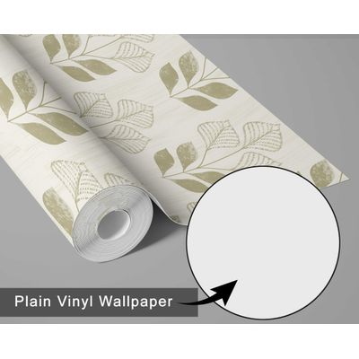 Papel de Parede Vinílico Autoadesivo, Estampa Moderna de Folhas, Verde À Prova d'Água, Toque Asiático para Quartos e Salas - S4Sassy 63,5 cm (L) × 304,8 cm (C) / Verde - Vinil Liso