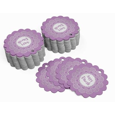 Etiquetas de Papel Metalizado para Lembrancinhas 'Feliz Diwali' para Pendurar - Inkdotpot 50 Etiquetas Metalizadas / Roxo - Prata