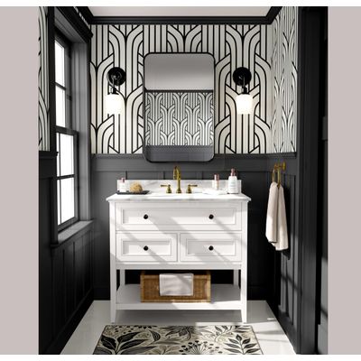 Papel Vinílico Autoadesivo Estampa Streamline Art Déco, Impermeável Preto, Removível para Quartos e Salas para Inquilinos - S4Sassy 63,5 cm (L) × 152,4 cm (C) / Preto - Vinil Texturizado