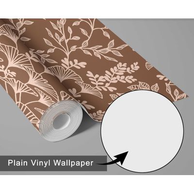 Revestimento de Parede Autoadesivo Removível, Ramo Botânico Marrom, Mural Instantâneo para Quarto, Banheiro, Lavanderia, Closet - S4Sassy 63,5 cm (L) × 914,4 cm (C) / Marrom - Vinil Liso