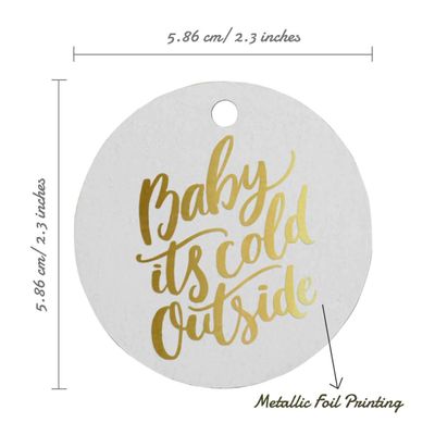 Etiquetas Pendentes de Papel Metalizado 'Baby It's Cold Outside' para Lembrancinhas de Chá de Bebê - Inkdotpot 100 Etiquetas Metalizadas / Branco - Dourado