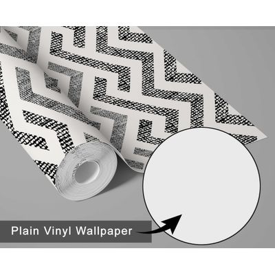 Papel de Parede Vinílico Autoadesivo Impermeável com Estampa Zigzag, Cinza, Removível para Quartos e Salas, para Inquilinos - S4Sassy 63,5 cm (L) × 304,8 cm (C) / Cinza - Vinil Liso
