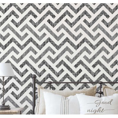 Papel de Parede Vinílico Autoadesivo Impermeável com Estampa Zigzag, Cinza, Removível para Quartos e Salas, para Inquilinos - S4Sassy 63,5 cm (L) × 304,8 cm (C) / Cinza - Vinil Liso