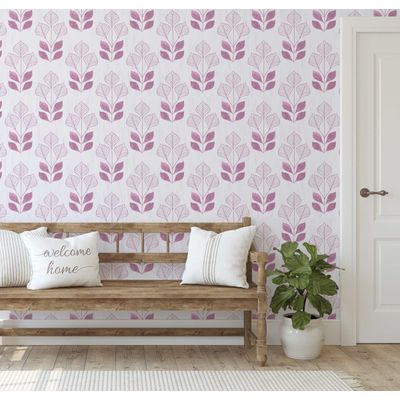 Papel Vinílico Autoadesivo Removível, Estampa Moderna de Folhas, Resistente à Água, Roxo, Estilo Asiático para Quartos e Salas - S4Sassy 63,5 cm (L) × 304,8 cm (C) / Roxo - Vinil Liso