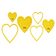 Conjunto de 3 Estênceis de Coração para Quilting, 8/10/13 cm, Costura e Patchwork - Traceease Amarelo