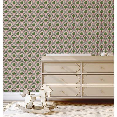 Papel de Parede com Estampa de Arco de Palmeira Rosa, Vinílico Autoadesivo, Revestimento Decorativo Fácil DIY para Quarto e Sala - S4Sassy 63,5 cm (L) × 914,4 cm (C) / Rosa - Vinil Liso