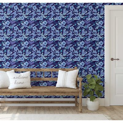 Papel de Parede Autoadesivo Removível Folhas de Outono, Mural Instantâneo Roxo para Quarto Banheiro Lavanderia Closet - S4Sassy 63,5 cm (L) × 152,4 cm (C) / Roxo - Vinil Liso