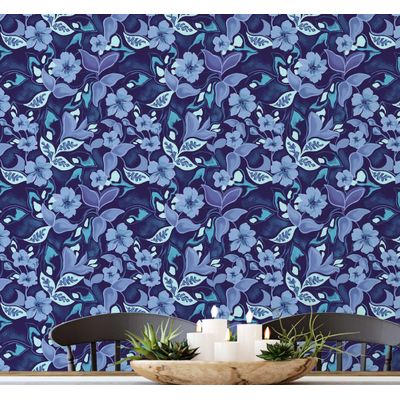 Papel de Parede Autoadesivo Removível Folhas de Outono, Mural Instantâneo Roxo para Quarto Banheiro Lavanderia Closet - S4Sassy 63,5 cm (L) × 152,4 cm (C) / Roxo - Vinil Liso