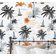 Revestimento de Parede Removível Autoadesivo Tropical Palmeiras e Veleiro Preto para Banheiro, Lavanderia e Closet - S4Sassy 63,5 cm (L) × 152,4 cm (C) / Preto - Vinil Liso