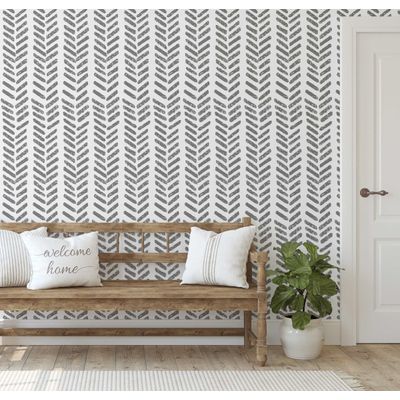 Papel de Parede Vinílico Autoadesivo Removível Cinza, Estampa Geométrica Desgastada, À Prova D'Água, Para Quarto e Sala - S4Sassy 63,5 cm (L) × 914,4 cm (C) / Cinza - Vinil Liso