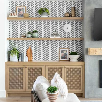 Papel de Parede Vinílico Autoadesivo Removível Cinza, Estampa Geométrica Desgastada, À Prova D'Água, Para Quarto e Sala - S4Sassy 63,5 cm (L) × 914,4 cm (C) / Cinza - Vinil Liso