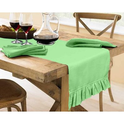 Caminho de Mesa Verde Estiloso para Decoração de Mesa, Casa, Casamento e Feriado - Vargottam 35,56 Cm (L) × 335,28 Cm (C) / Verde