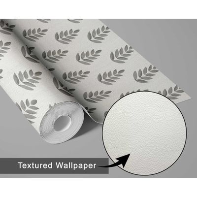 Papel de Parede Vinílico Autoadesivo Mini Folhas Chique, Impermeável Cinza, Removível para Quartos, Salas, Locatários e Armários - S4Sassy 63,5 cm (L) × 152,4 cm (C) / Cinza - Vinil Texturizado