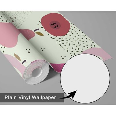 Papel de Parede Roxo com Estampa de Frutas, Vinil Autoadesivo DIY para Quarto Infantil e Sala de Brincar - S4Sassy 63,5 cm (L) × 304,8 cm (C) / Roxo - Vinil Texturizado