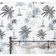 Papel de Parede Vinílico Autoadesivo e Removível, Palmeira Tropical e Veleiro, Mural Cinza para Banheiro, Lavanderia e Closet - S4Sassy 63,5 cm (L) × 152,4 cm (C) / Cinza - Vinil Texturizado