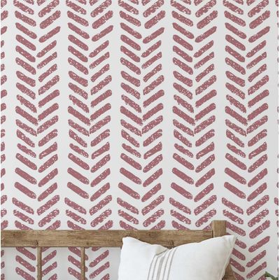 Papel de Parede Vinílico Autoadesivo, Geométrico Desgastado, Rosa, Impermeável, Removível para Quartos, Salas e Locatários - S4Sassy 63,5 cm (L) × 304,8 cm (C) / Rosa - Vinil Liso