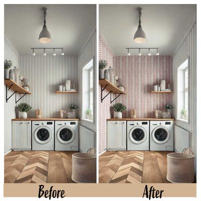 Papel de Parede Vinílico Autoadesivo, Geométrico Desgastado, Rosa, Impermeável, Removível para Quartos, Salas e Locatários - S4Sassy 63,5 cm (L) × 304,8 cm (C) / Rosa - Vinil Liso