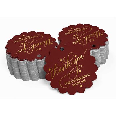 Tags de Papel para Lembrancinhas de Aniversário 'Thank You For Celebrating With Me' com Foil - Inkdotpot 50 Etiquetas Metalizadas / Vermelho - Dourado