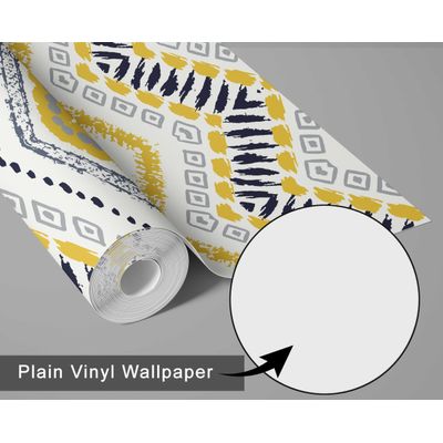 Revestimento de Parede Autoadesivo Zigzag Tribal em Vinil Removível, Mural Amarelo para Quarto, Banheiro, Lavanderia, Closet - S4Sassy 63,5 cm (L) × 914,4 cm (C) / Amarelo - Vinil Liso