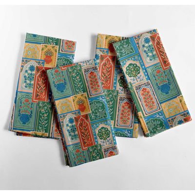 Guardanapos de Algodão Canvas Designer, Conjunto de 12, 51 cm, Patchwork Verde, Duráveis e Absorventes, Lavável na Máquina - Vargottam 50,8 Cm × 50,8 Cm – Pacote Com 12 Peças / Verde