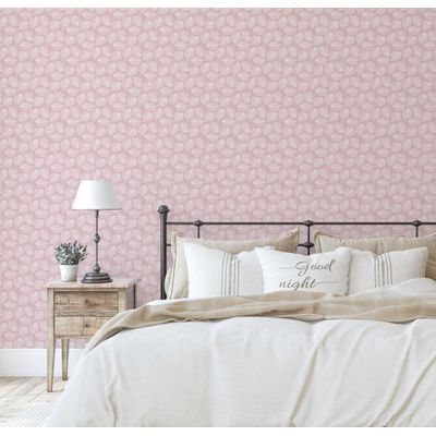Papel Vinílico Autoadesivo Removível, Estampa de Folhas Pequenas à Prova d'Água Rosa, Para Quartos, Salas e Ambientes Alugados - S4Sassy 63,5 cm (L) × 914,4 cm (C) / Rosa - Vinil Liso