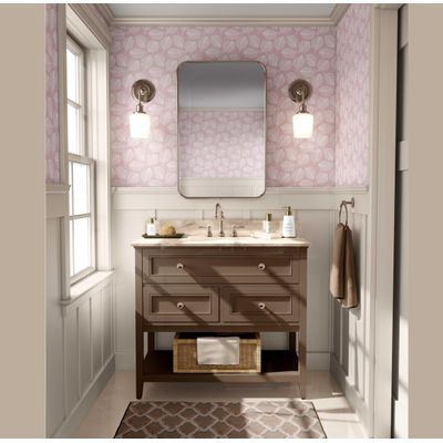 Papel Vinílico Autoadesivo Removível, Estampa de Folhas Pequenas à Prova d'Água Rosa, Para Quartos, Salas e Ambientes Alugados - S4Sassy 63,5 cm (L) × 914,4 cm (C) / Rosa - Vinil Liso