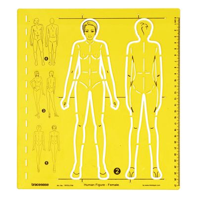 Traceease Gabaritos de Figura Humana Feminina para Ferramentas de Modelagem de Moda - S4Sassy Amarelo