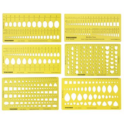Traceease Gabarito de Desenho para Joias, Estêncil de Gemas em Vários Tamanhos, Pacote com 6 Peças - IBA Crafts Amarelo